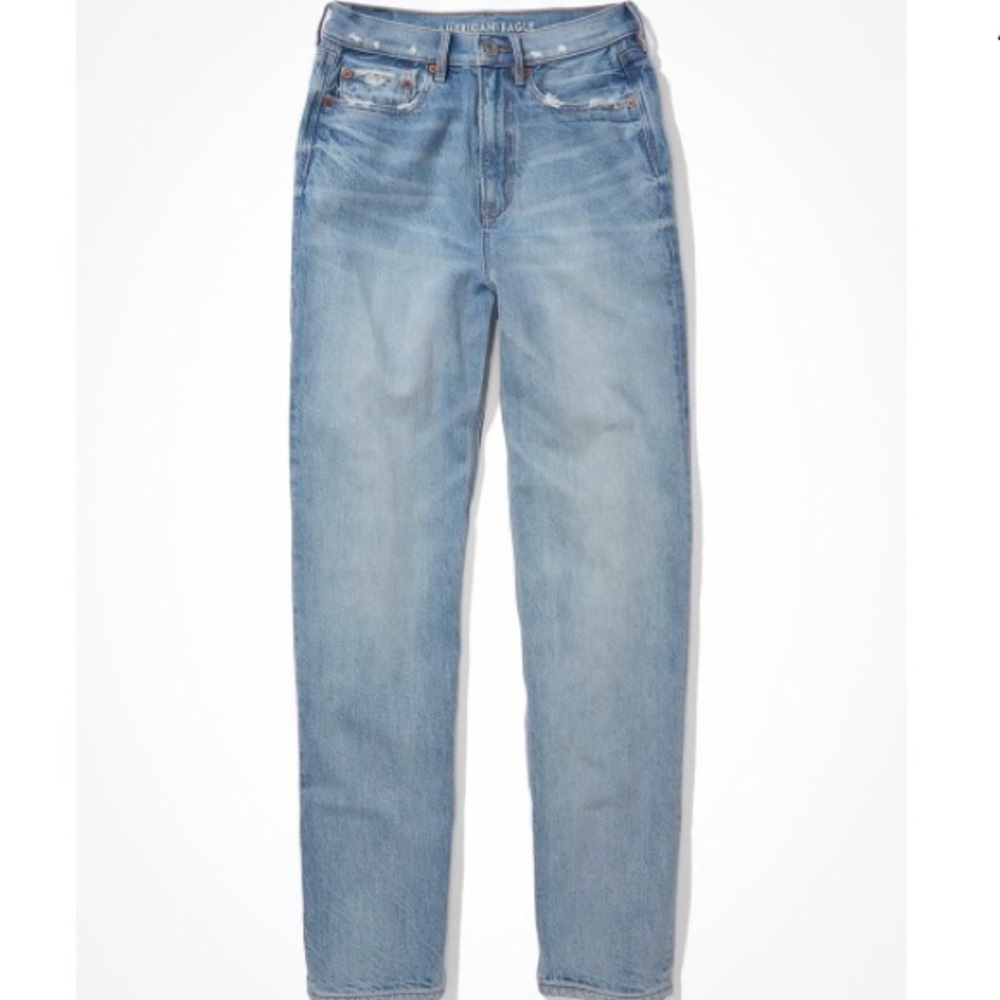 American Eagle High-Waisted Blue Baggy Straight Jeans